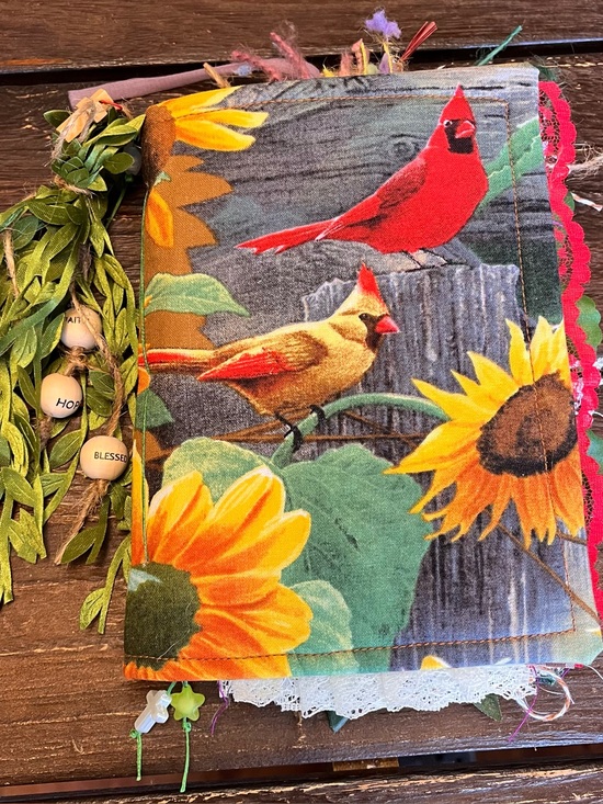 Hand Crafted Other - Bird Cardinal Junk Journal Faith Christian Floral Softcover 3 Signatures